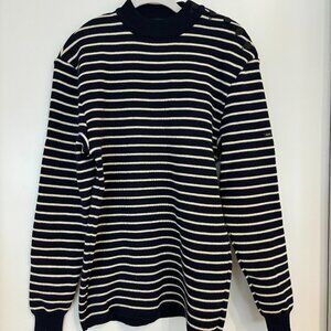 Men's Crewneck Striped Sweater - Black & White